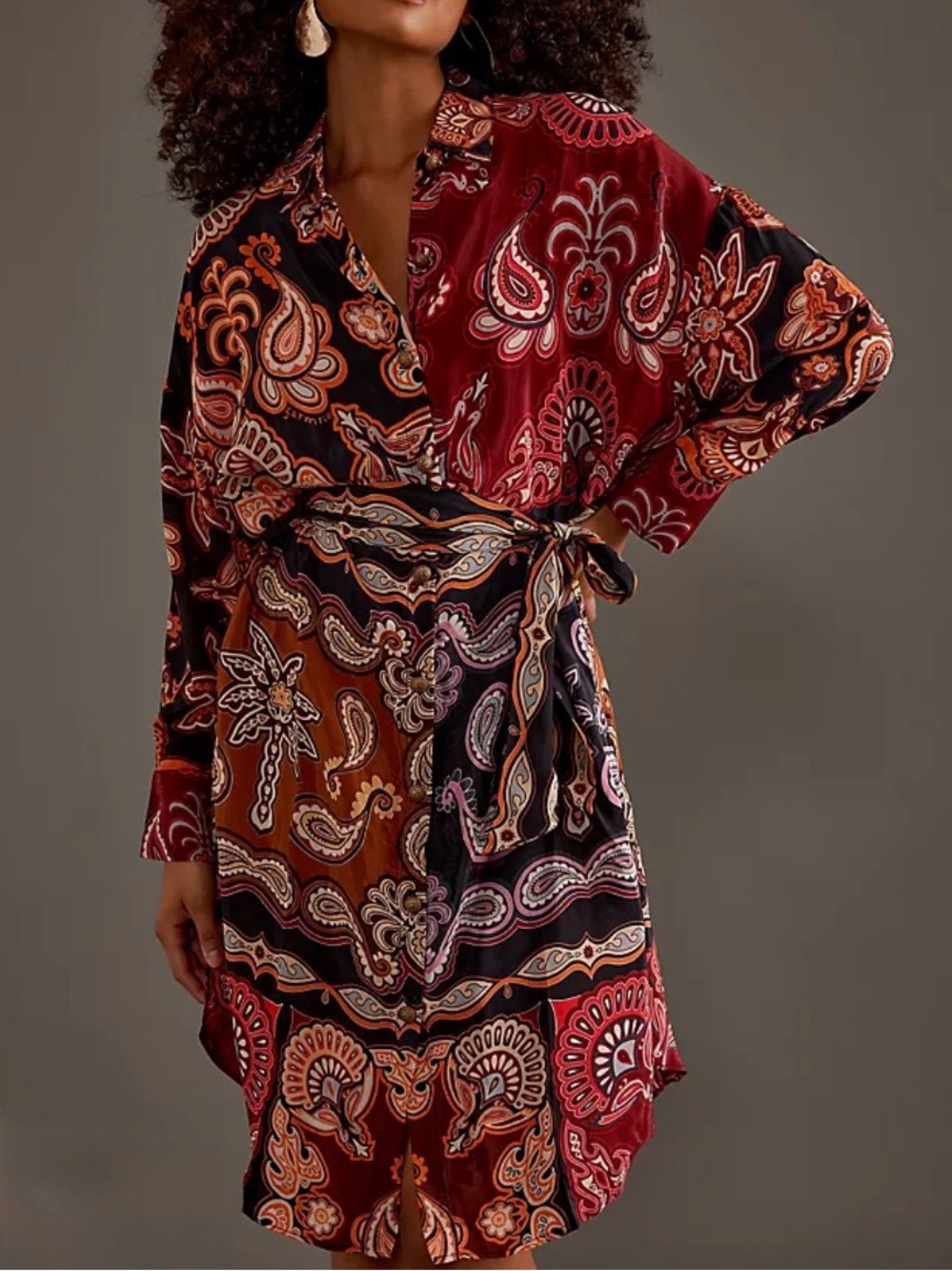Farm Rio Sweet Mermaids Paisley Mini Shirt Dress Size Small